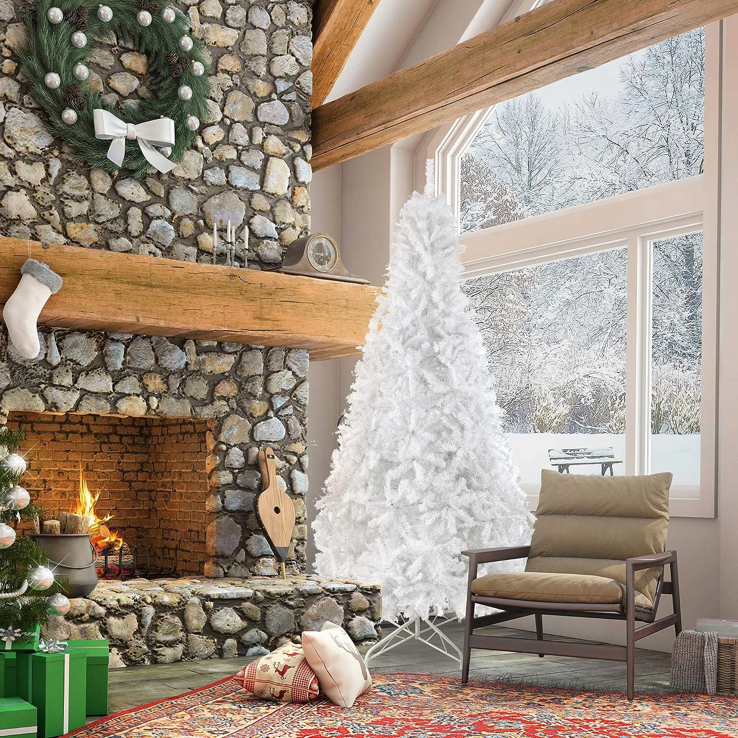 Sparkling 10ft White Christmas Tree - Lush & Sturdy for Festive Cheer!